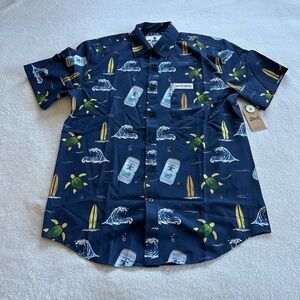 Navy Surf Print Men's Casual Shirt